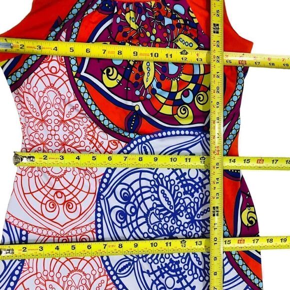 XOXO Multicolor Abstract Print Pullover Sleeveless Stretchy Dress Sz S - Picture 11 of 12